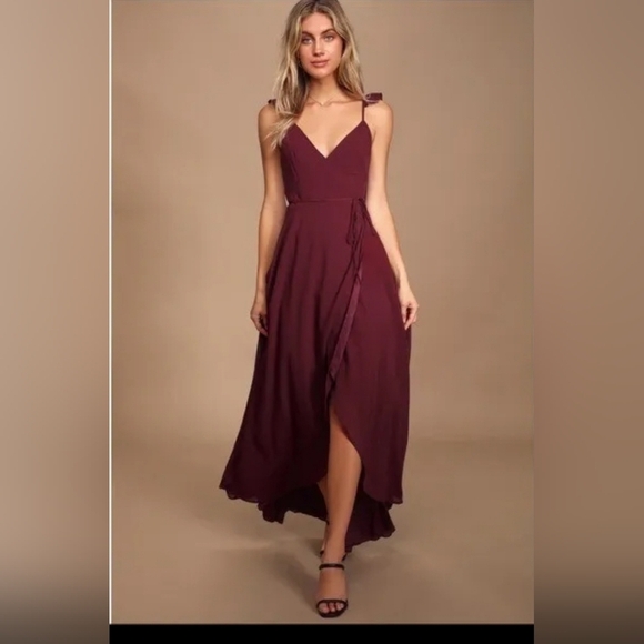 Lulu’s Here’s To Us Maxi Dress medium Wrap Special Ocassion Bridal Party Evening - Picture 1 of 15